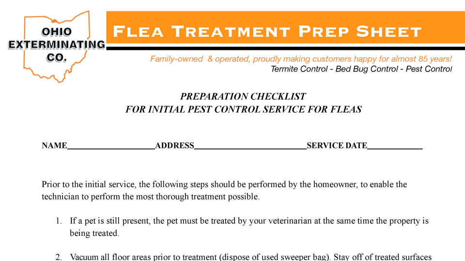 Flea Prep Sheet